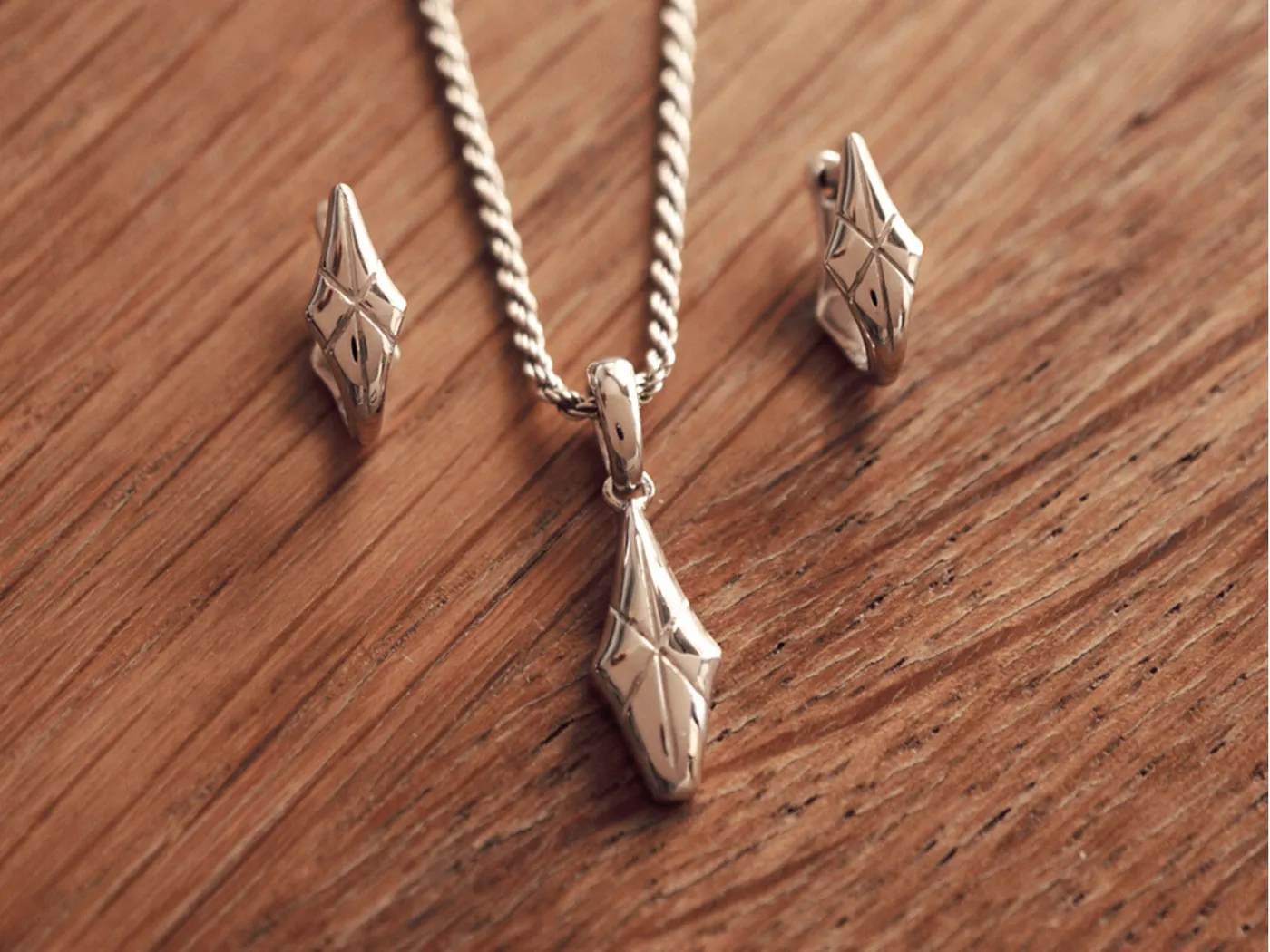 Guardian Star Set (925 Silver Earrings & Pendant with Necklace Set) — view 3