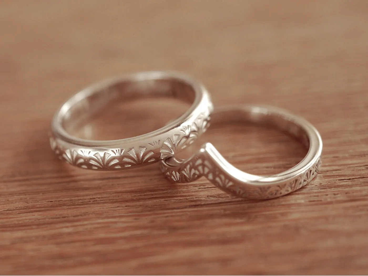 Sector Totem Wedding Band (Ring Set) — view 3
