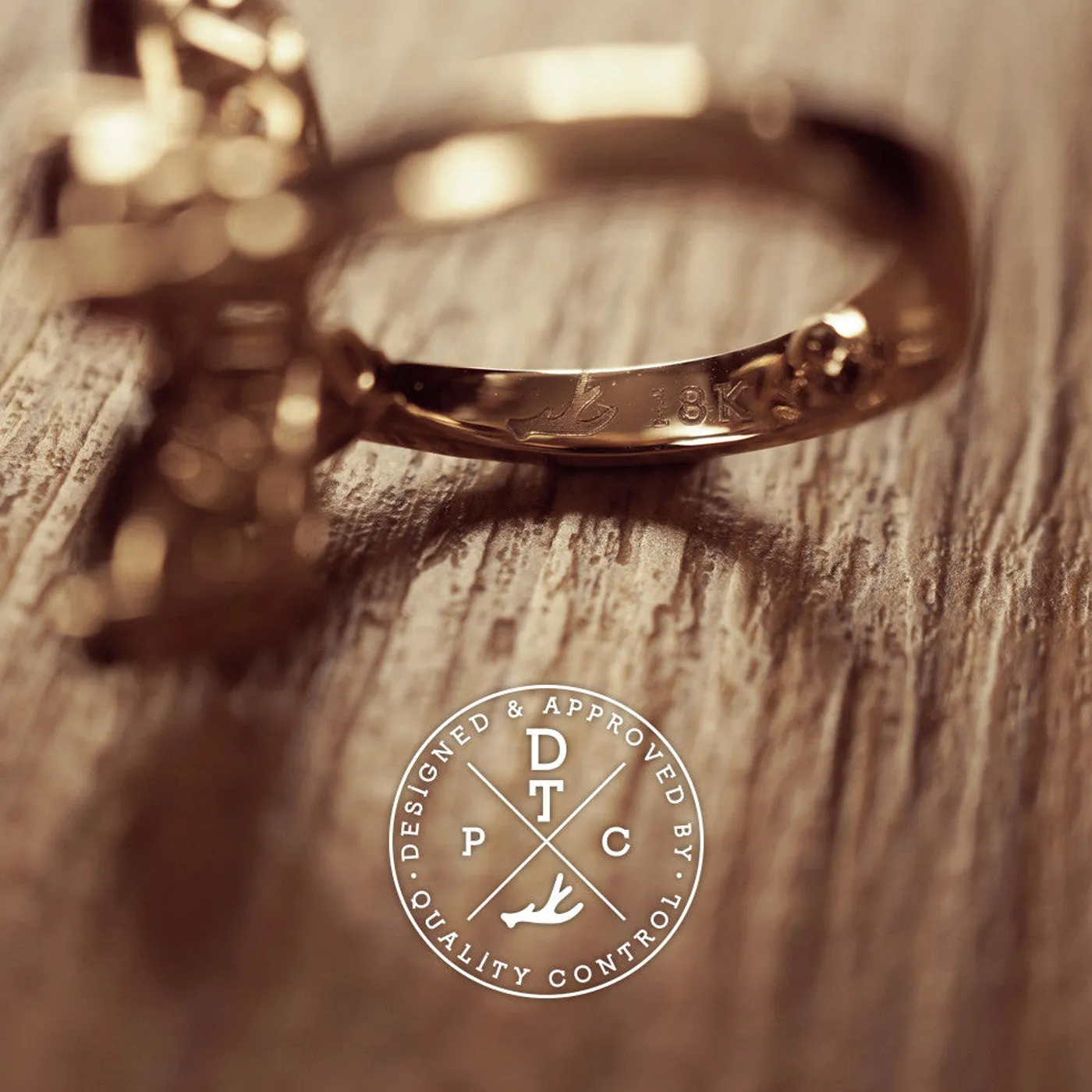 18k Rose Gold Ring with Precious Stones (Clover) — view 7