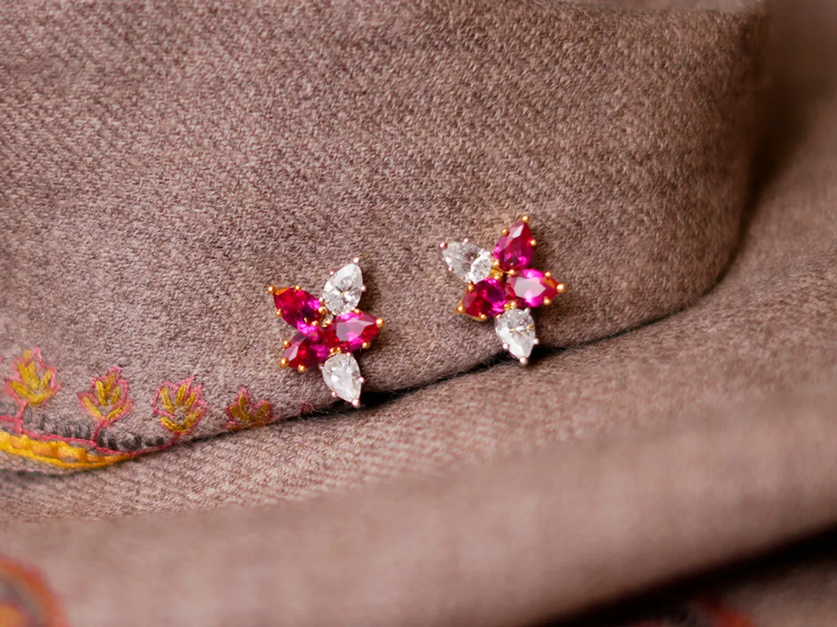 14k White Gold Earrings (Ruby) — 2