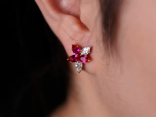 14k White Gold Earrings (Ruby)