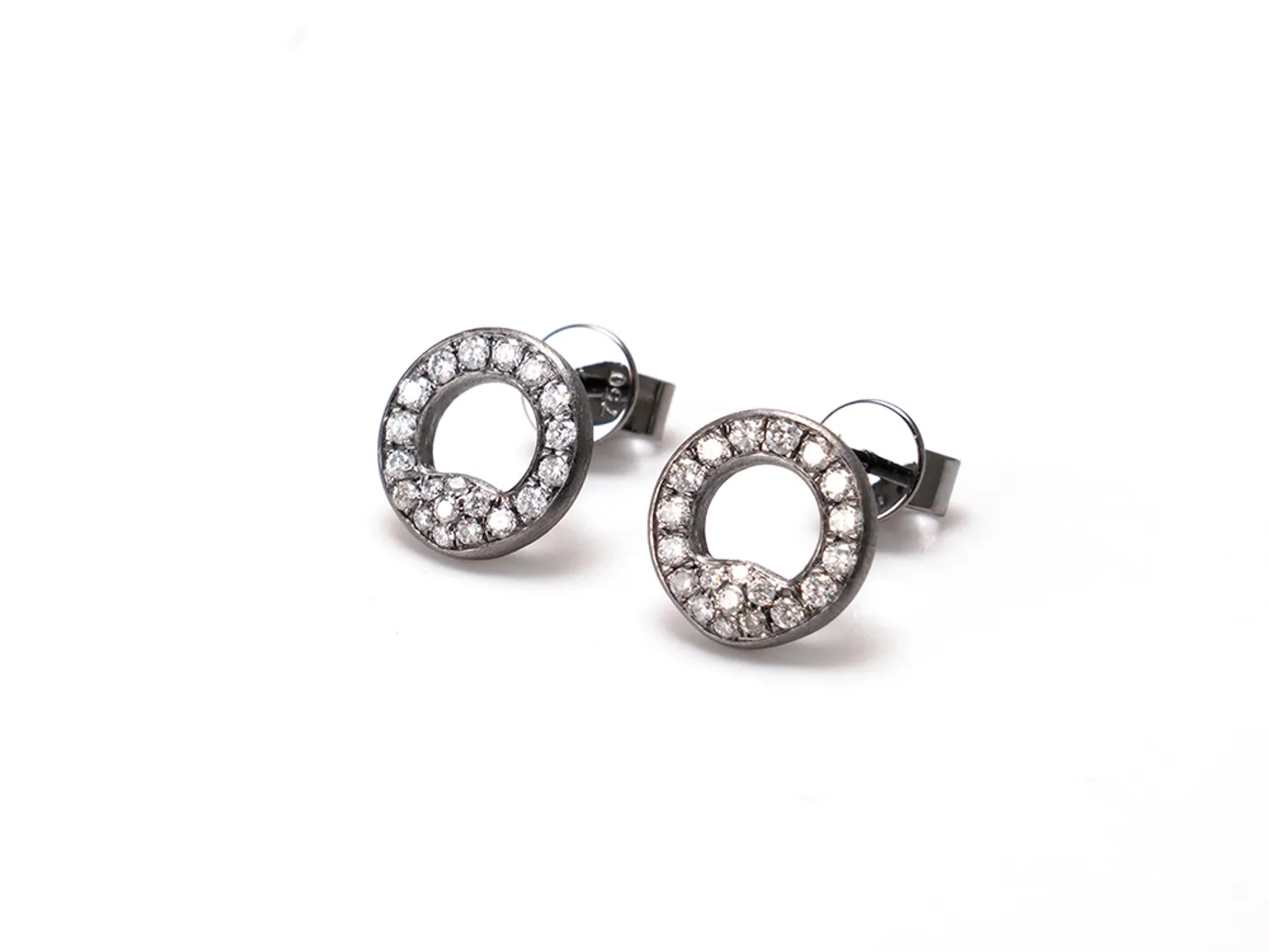 18k White Gold Diamond Earrings(Plated in Black) — view 1