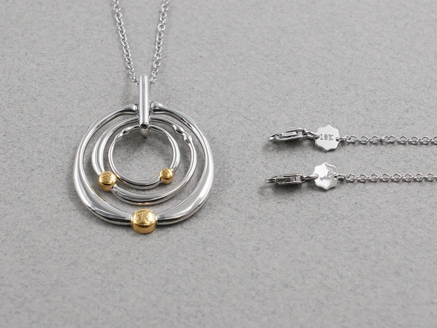 18k White & Yellow Gold Pendant and Necklace Set — view 4