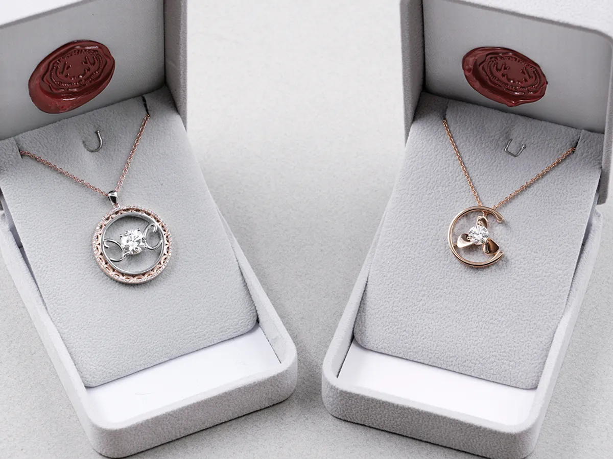 18k White & Rose Gold Diamond Pendant with Necklace — 1