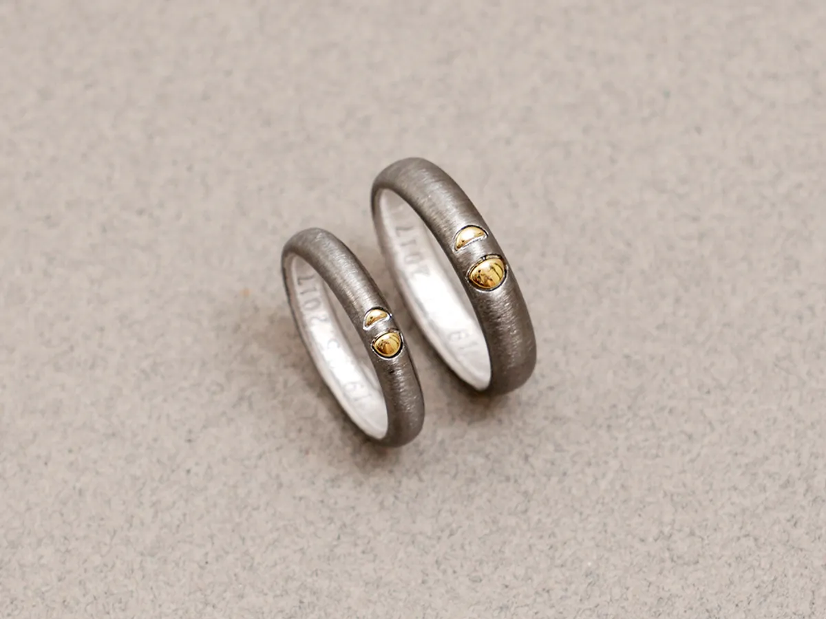 18k White & Yellow Gold Wedding Band (plated in black) — 5