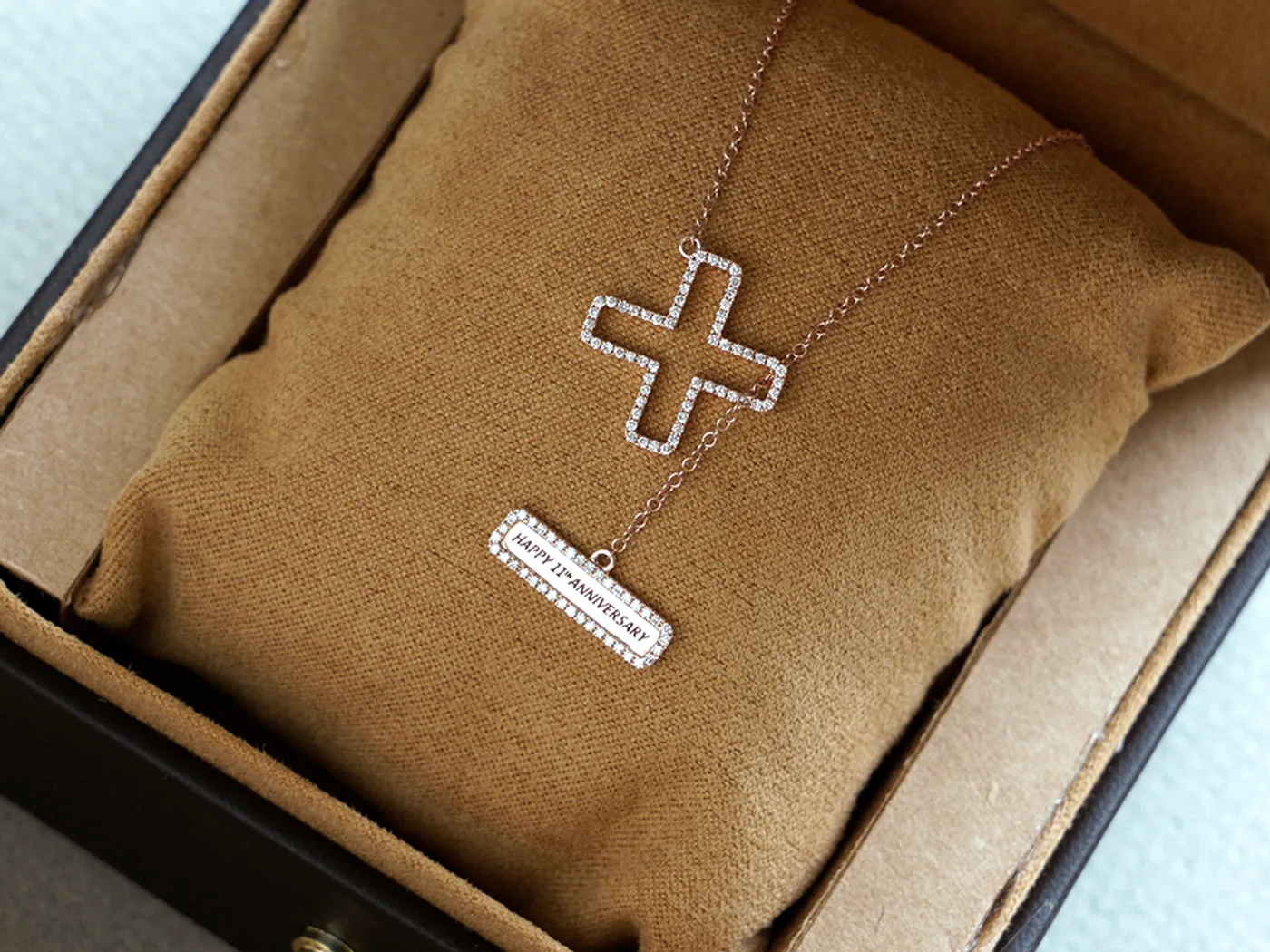 18k Rose Gold Diamond Necklace (10&1) — view 1