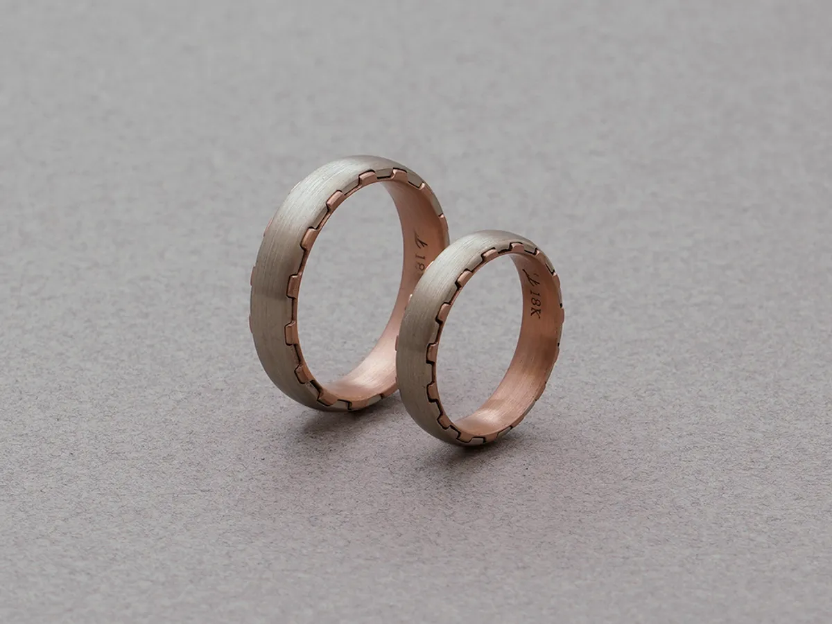 18k White & Rose Gold Wedding Band — 5