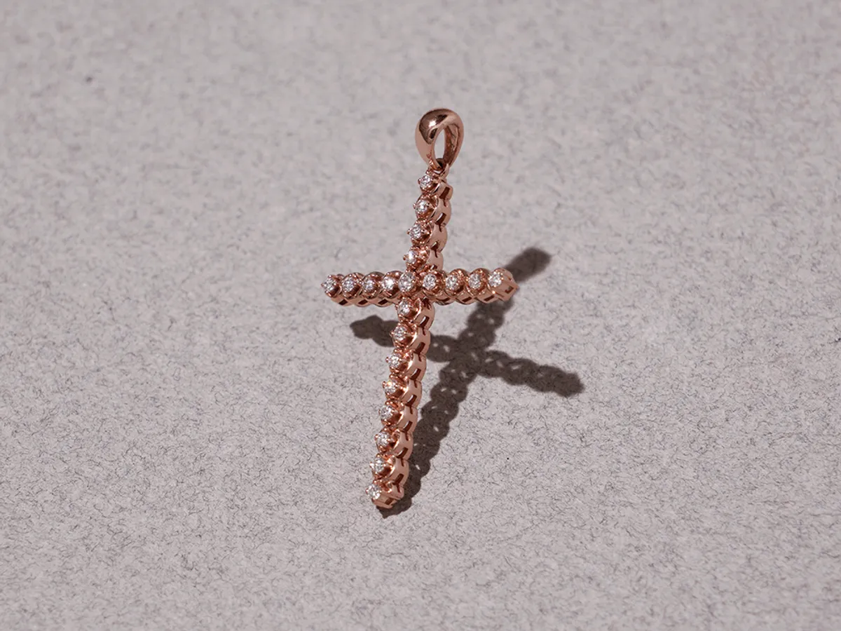 18k Rose Gold Pendant (Cross) — 2