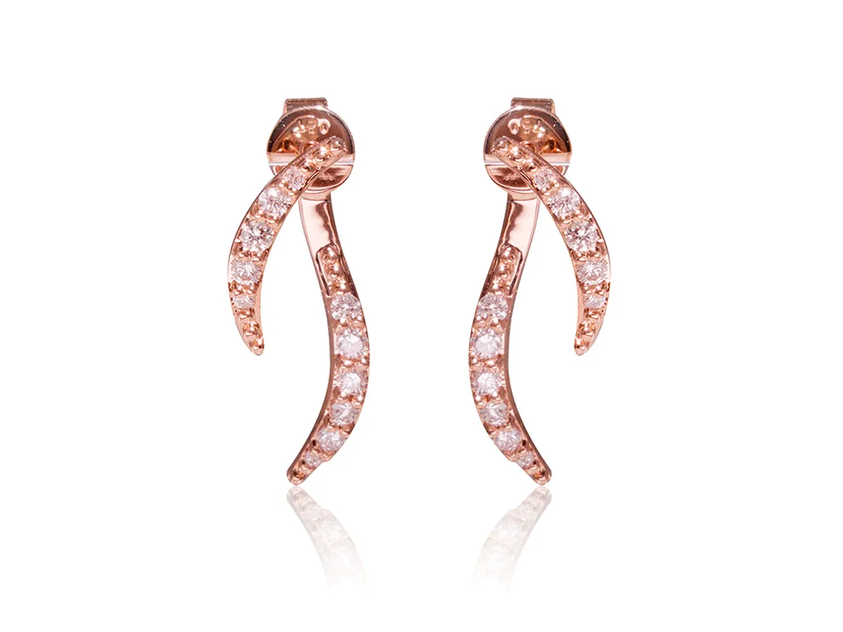 18k Rose Gold Diamond Earrings (waves) — 1