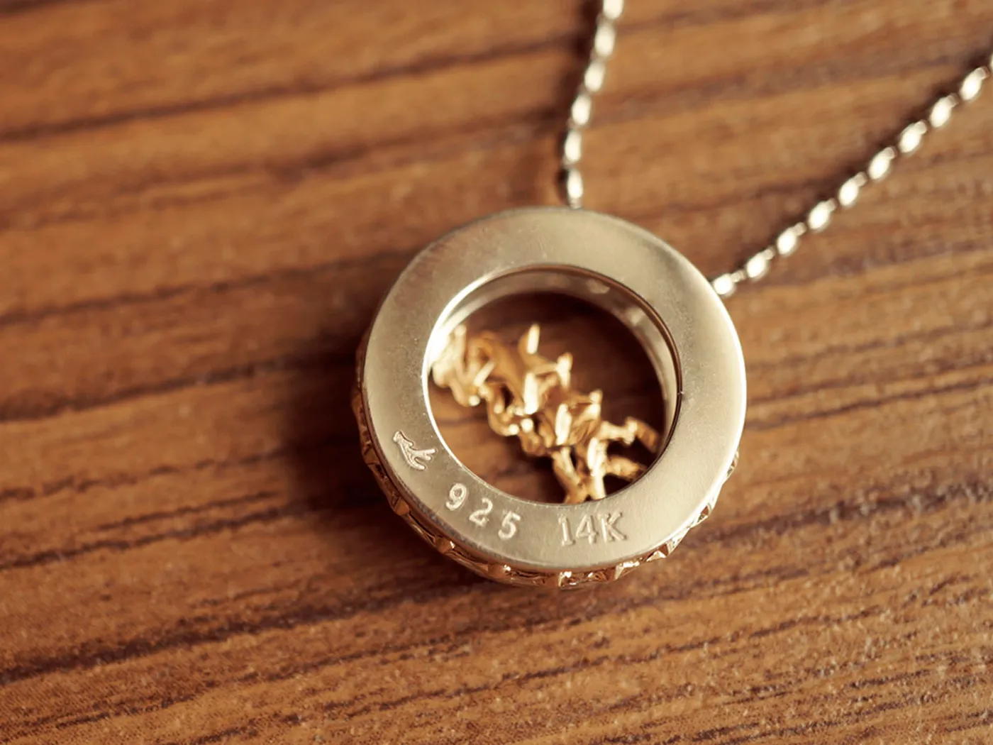 14k Yellow Gold & 925 Silver Pendant (Spark) — view 3