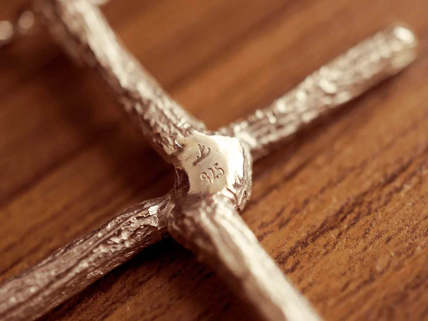 925 Silver Pendant with Necklace (Cross Twig) — view 2