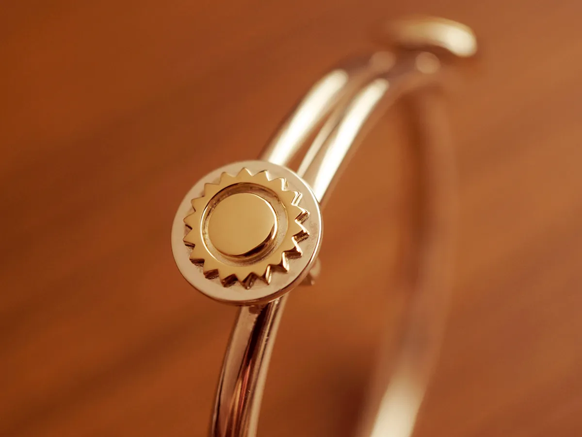 18k Yellow Gold & 925 Silver Baby Bangle (Sun&Moon) — 3