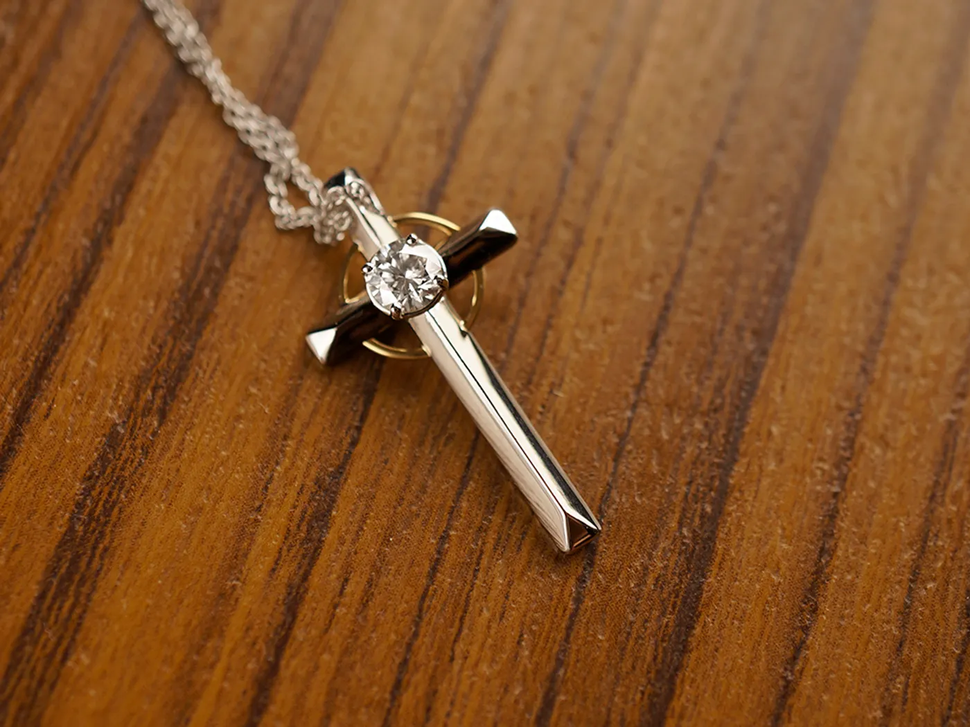 18k Yellow Gold Diamond Pendant with GIA — view 3