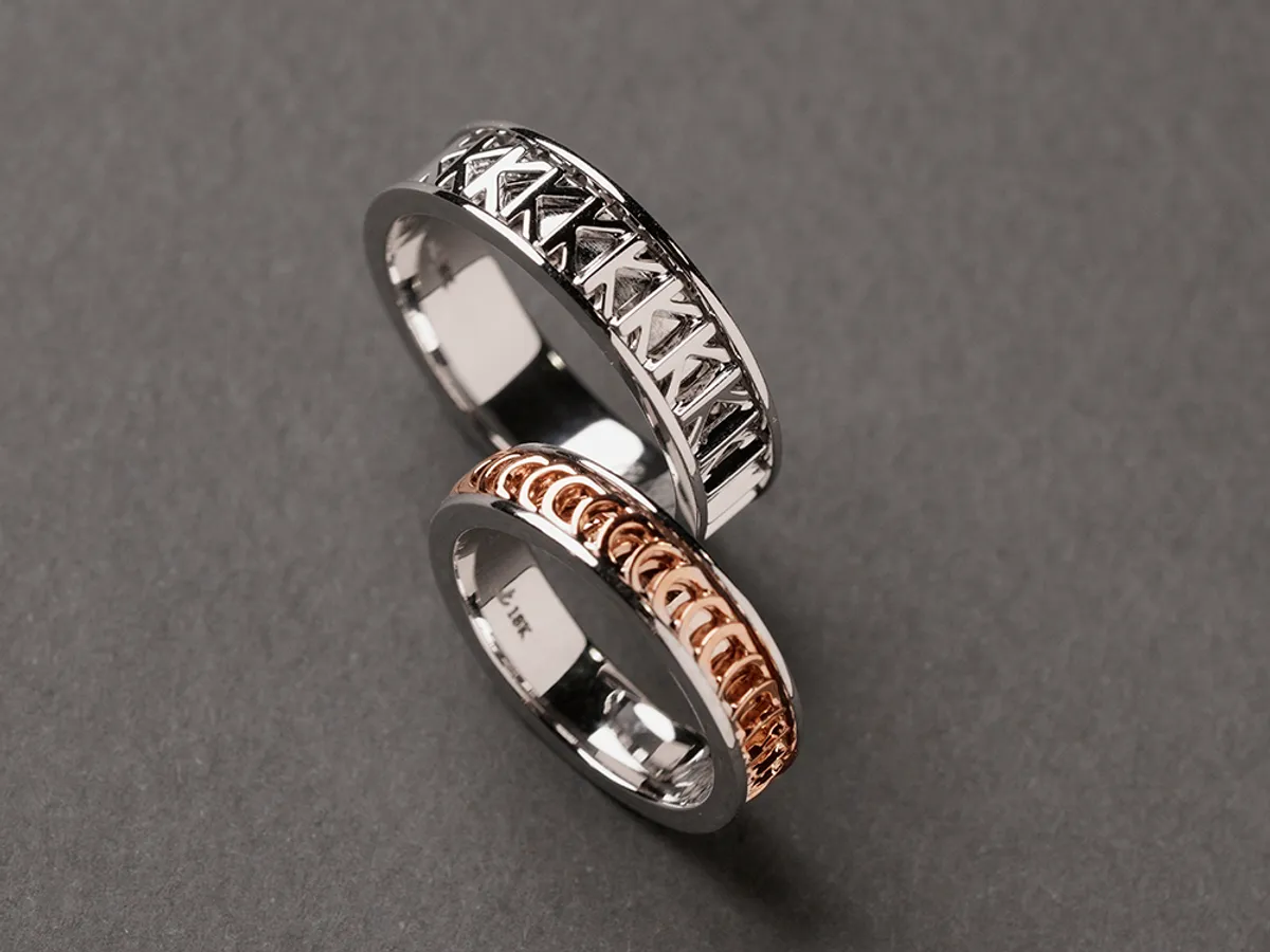 18k White & Rose Gold Wedding Band — 5