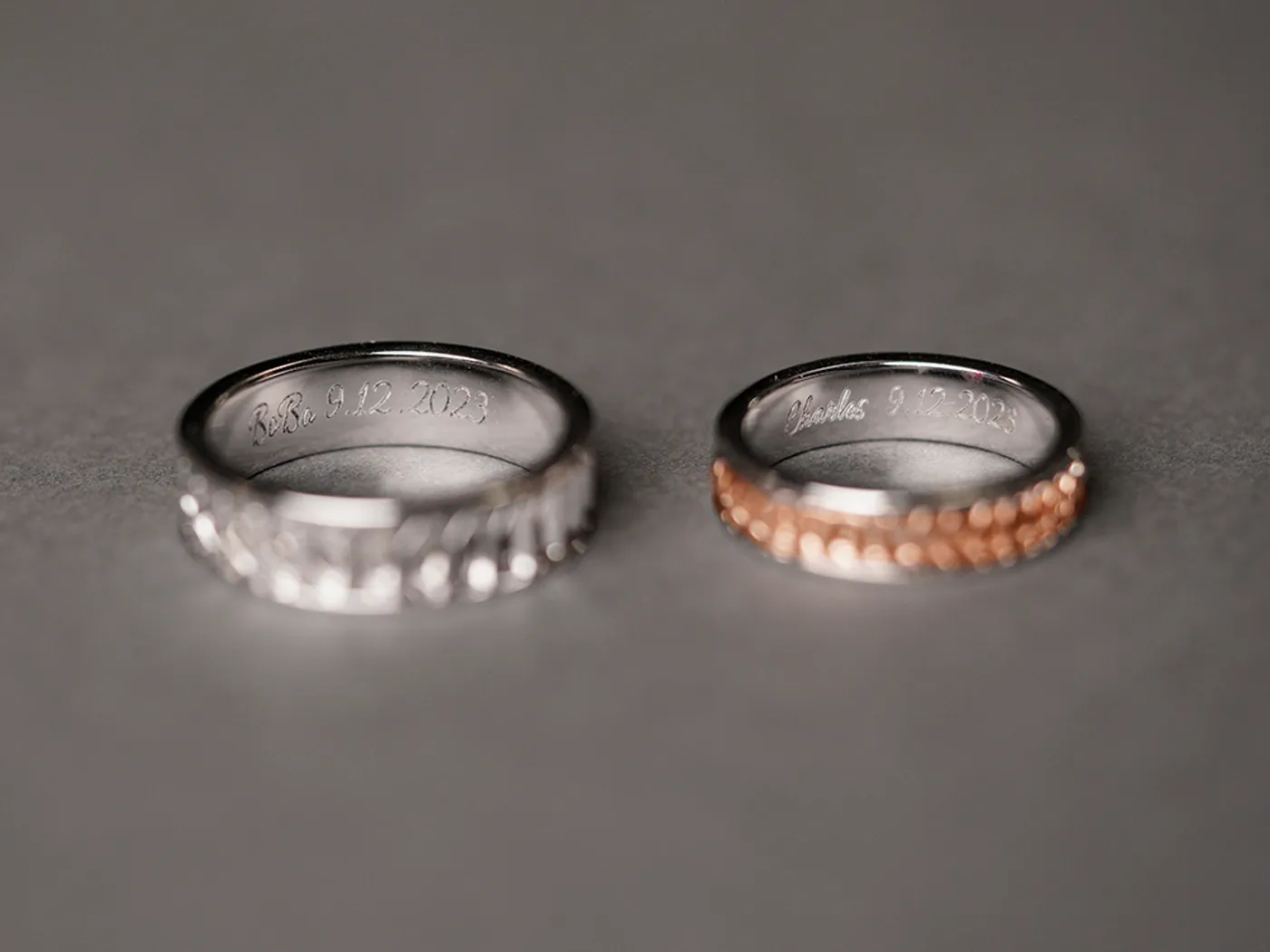 18k White & Rose Gold Wedding Band — view 4