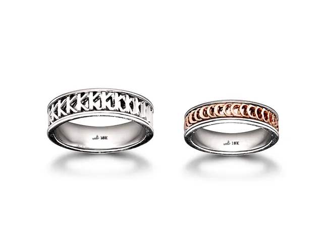 18k White & Rose Gold Wedding Band