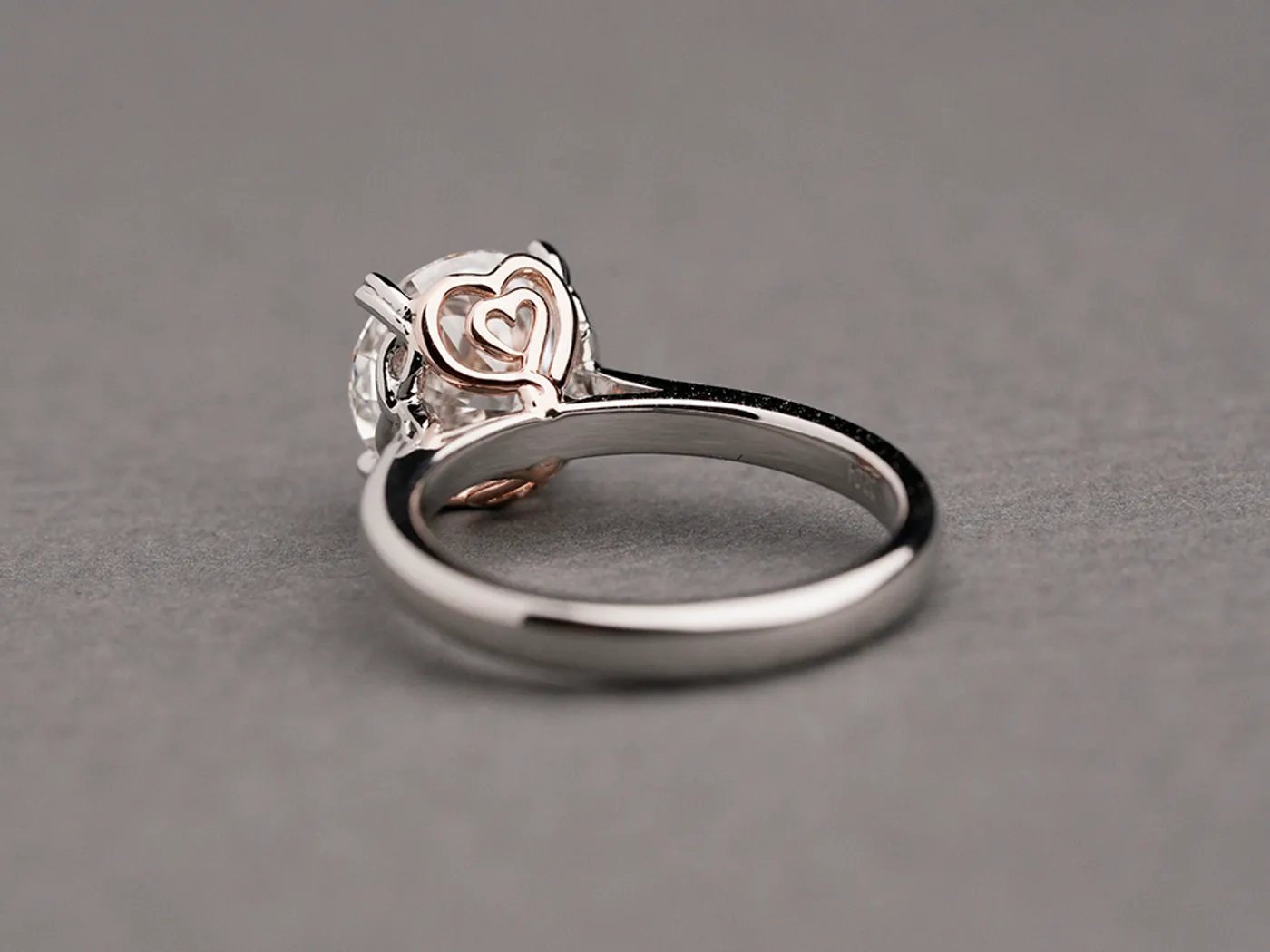 PT & 18k Rose Gold Diamond Ring — view 1