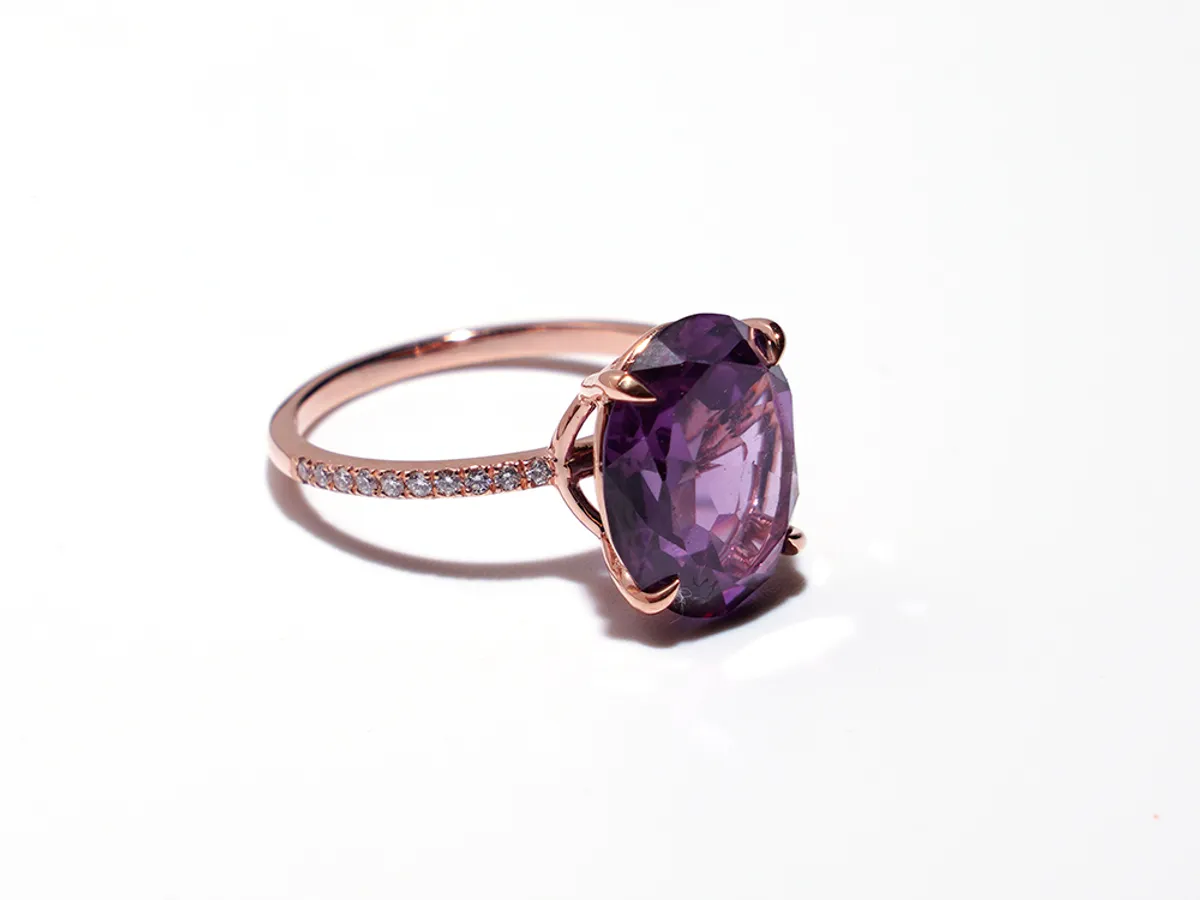 14k Rose Gold Ring (purple stone) — 1