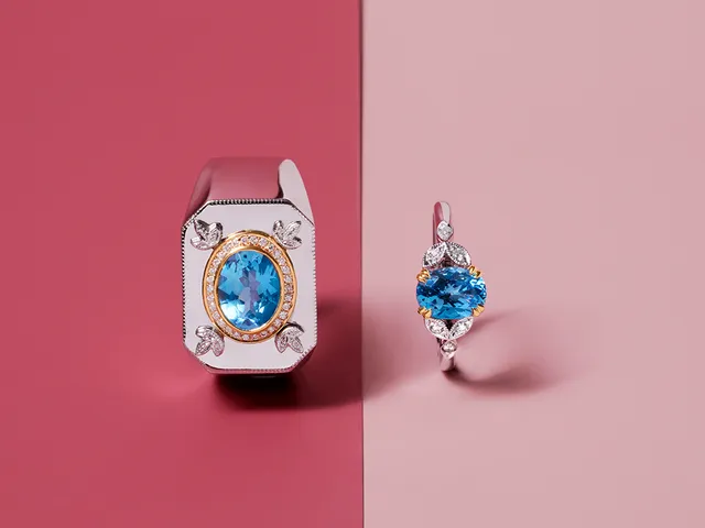 14k White Gold Wedding Band (blue stone)