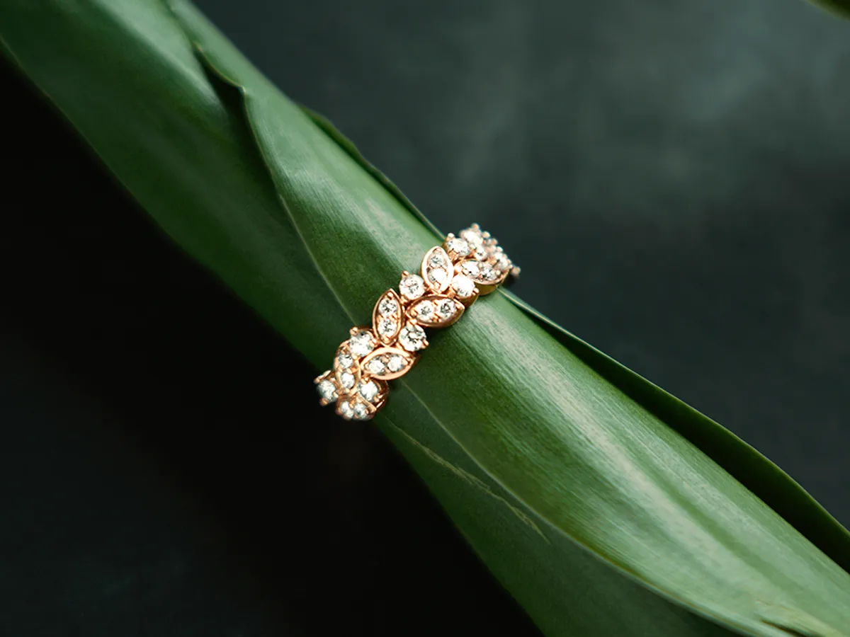 14k Rose Gold Diamond Ring (Leafs) — 4