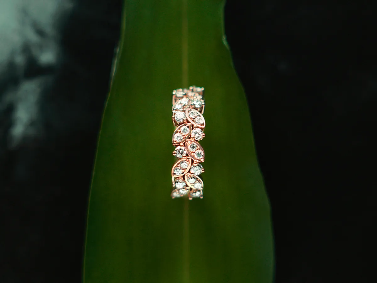 14k Rose Gold Diamond Ring (Leafs) — 1